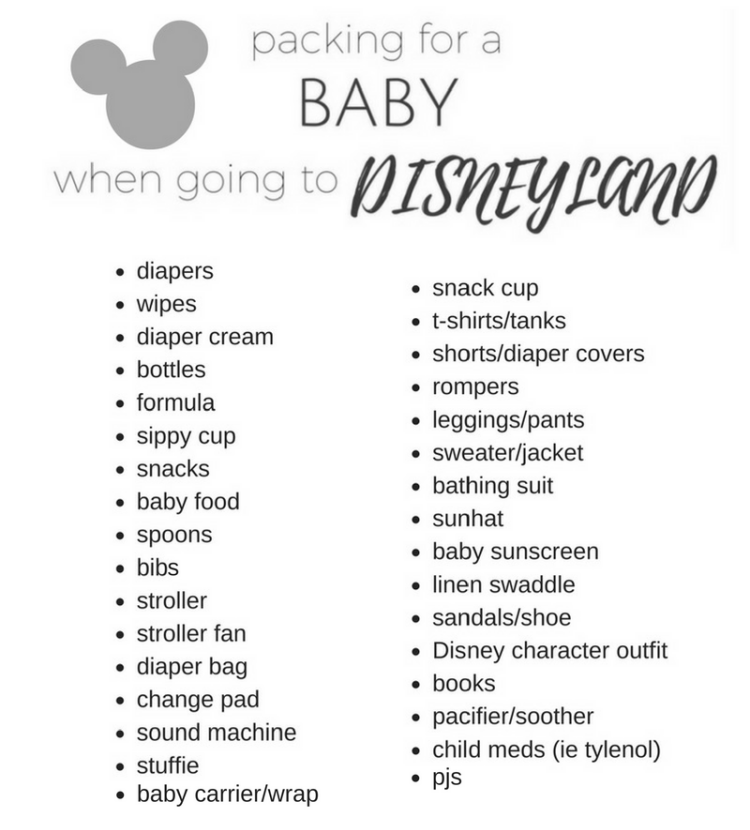baby packing list for Disneyland