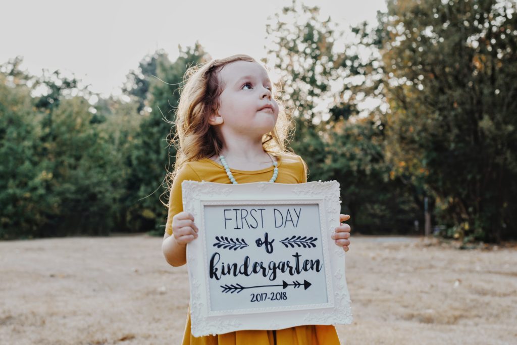 First day of kindergarten photo.